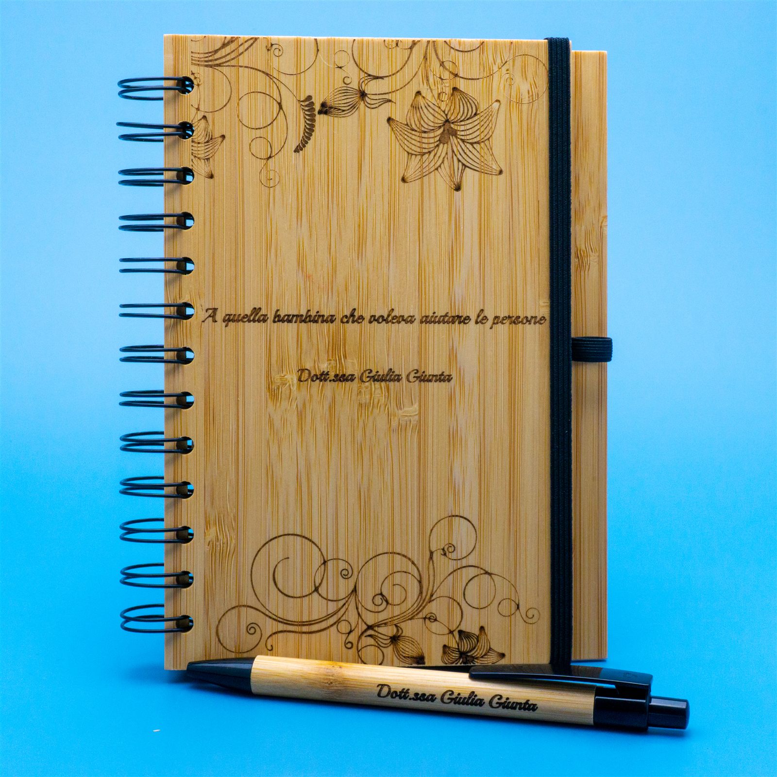 Quaderno con copertina in bambù personalizzata