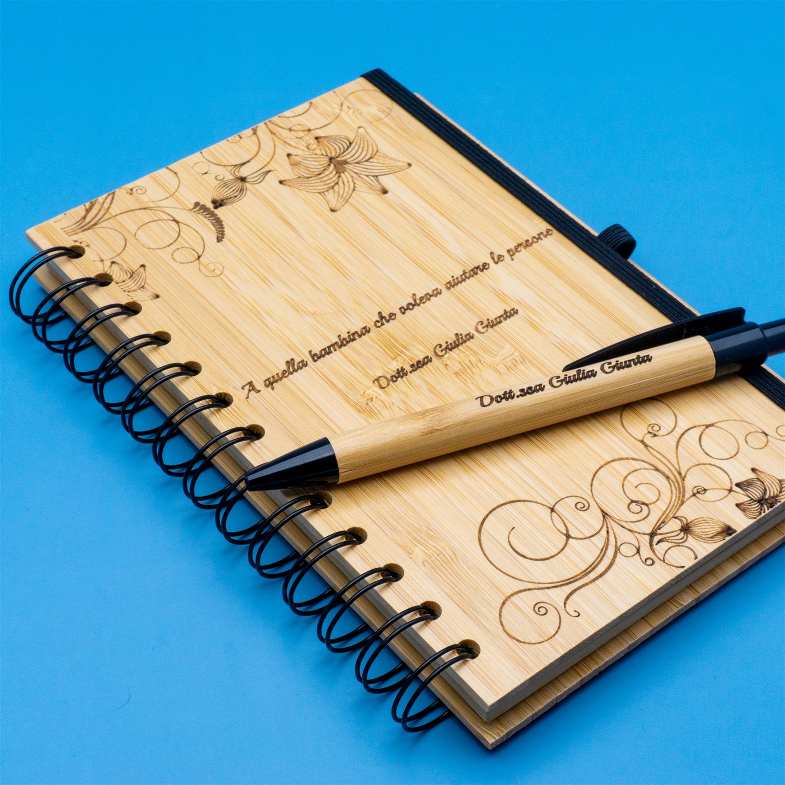 Quaderno in bambù con incisione laser personalizzata